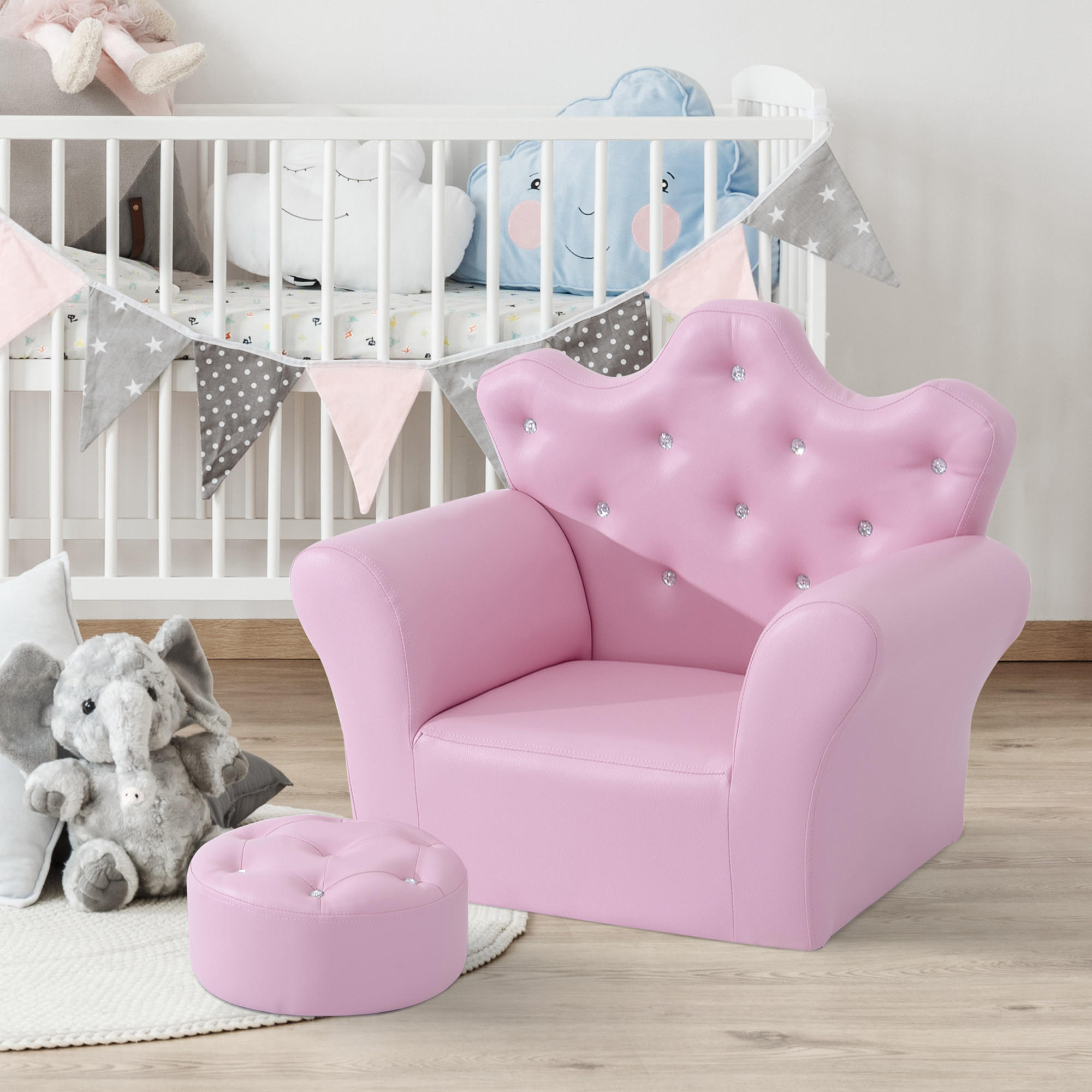 KINDERSESSEL, Rosa, Schwamm + Holz - Rosa, Holz (405/49/58cm) - HOMCOM