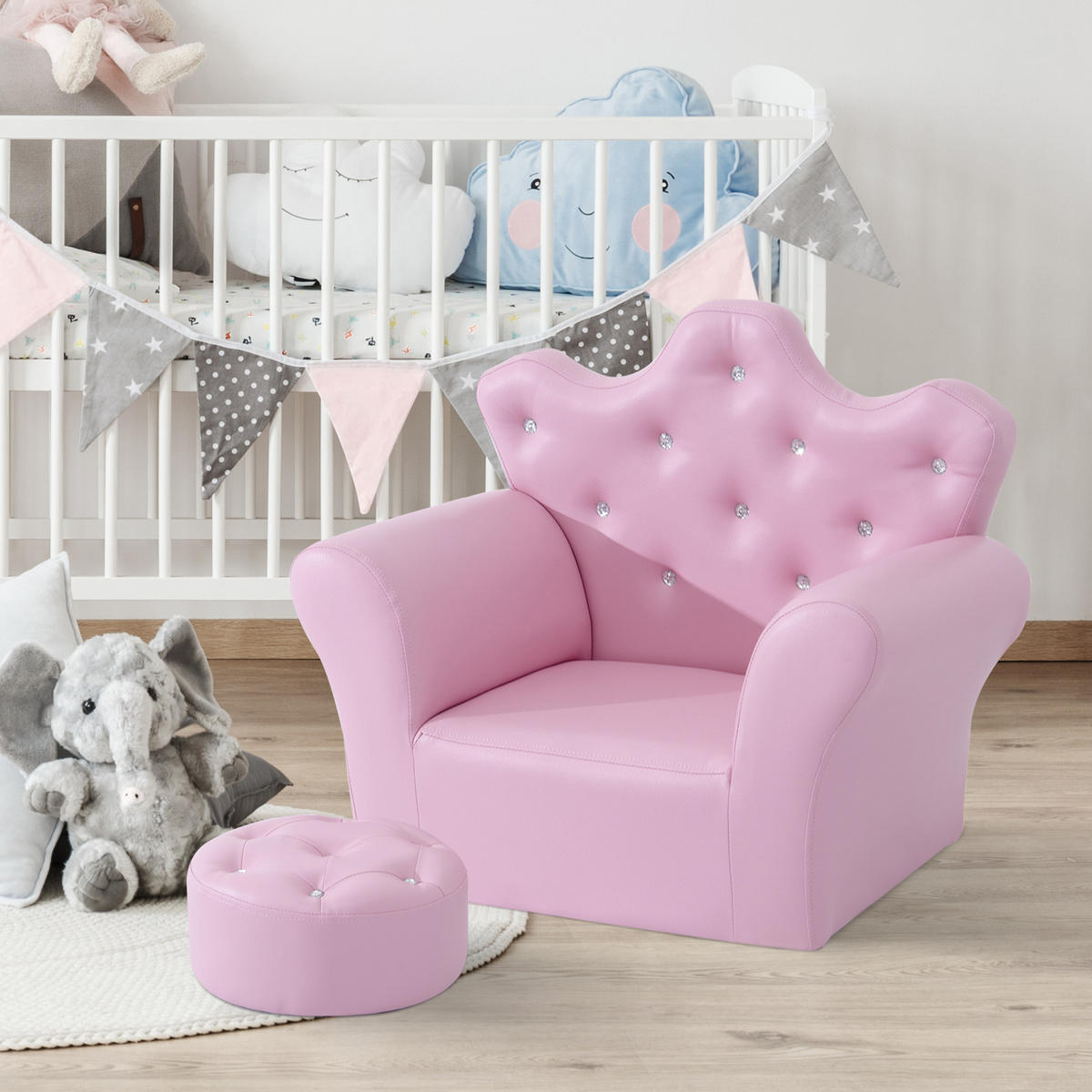 KINDERSESSEL, Rosa, Schwamm + Holz - Rosa, Holz (405/49/58cm) - HOMCOM