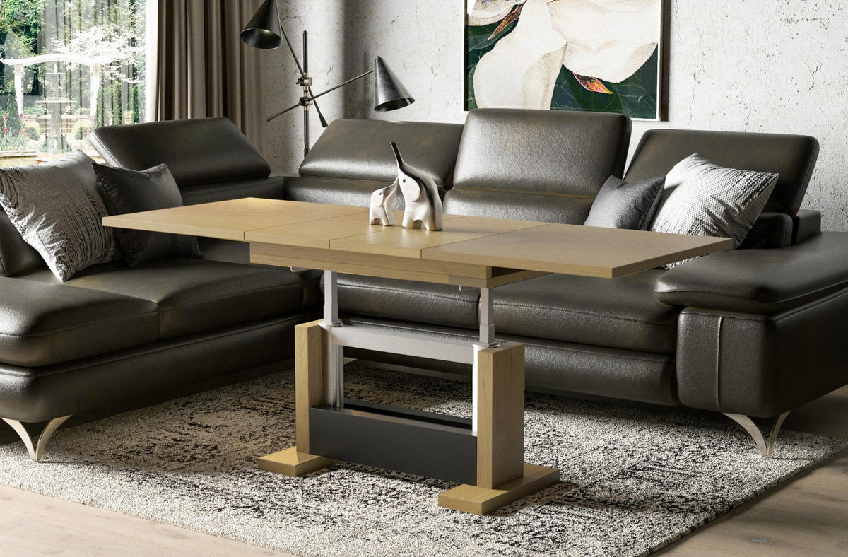 COUCHTISCH Kella höhenverstellbar ausziehbar bis 170 cm - Eichefarben, Holzwerkstoff (110/65/58cm) - Endo-Moebel
