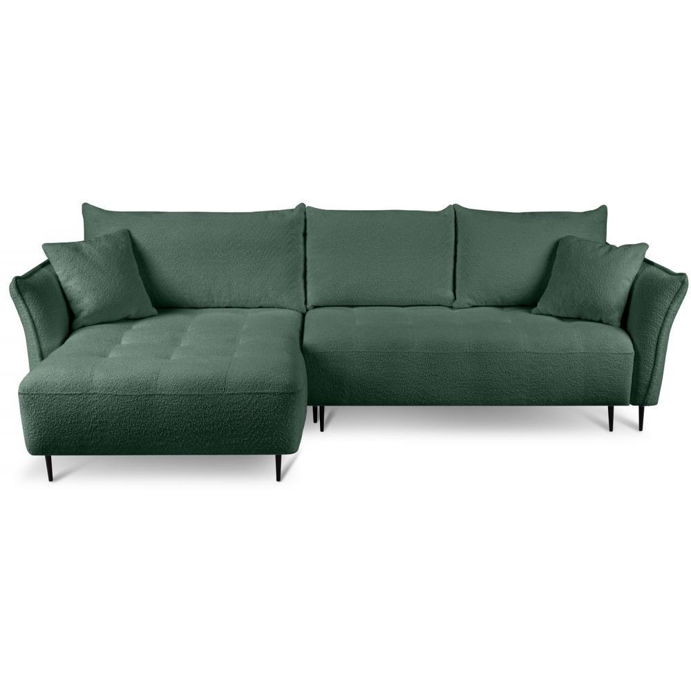 ECKSCHLAFSOFA Bari links grün - Schwarz/Grün, Textil (276/158cm) - Beautysofa
