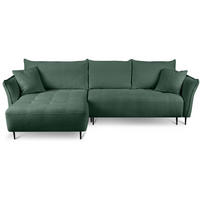ECKSCHLAFSOFA Bari links grün - Schwarz/Grün, Textil (276/158cm) - Beautysofa