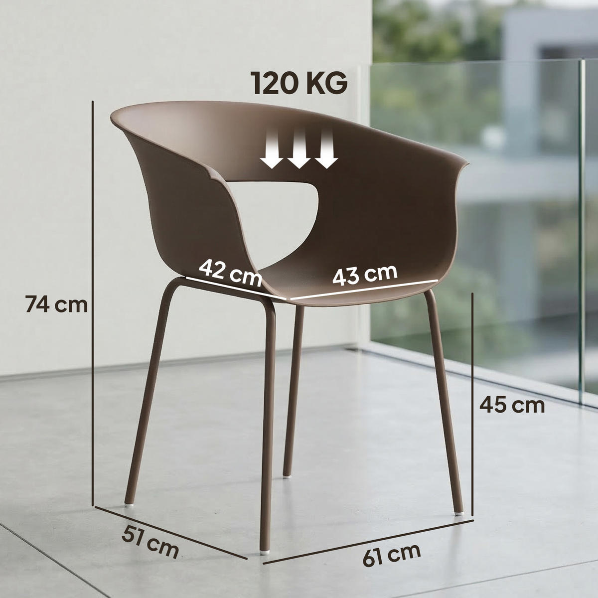 GARTENSTUHL Braun 61.0/51.0/74.0cm - Braun, Metall (51/74/61cm)
