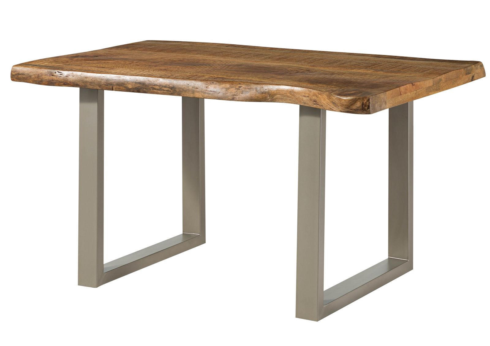 BAUMTISCH Mango 160x90x77 natur lackiert / U-Beine silber mattFREEFORM 5 - Naturfarben, Holz (160/90/77cm) - Massivmoebel24