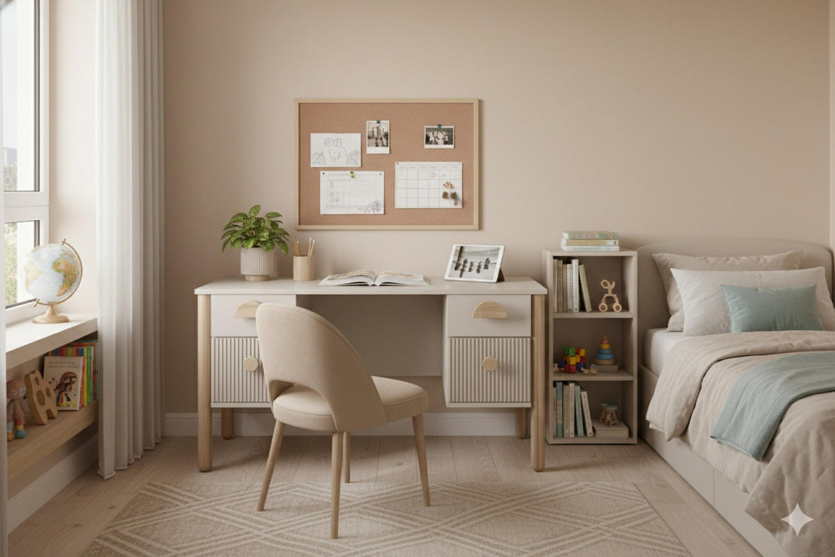 KINDERSCHREIBTISCH Bebella - Beige, Naturmaterialien (53/74/140cm) - kiki design