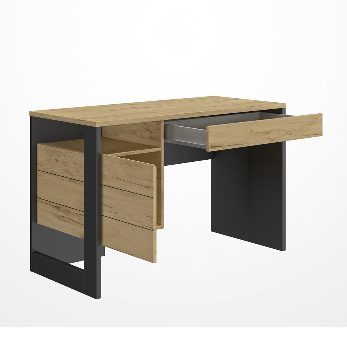 BÜRO aus Eichenholz Helvezia Russel - Französische Herstellung - 119/54/75 cm - Apfelbaumfarben, Holzwerkstoff (119/54/75cm) - Calicosy