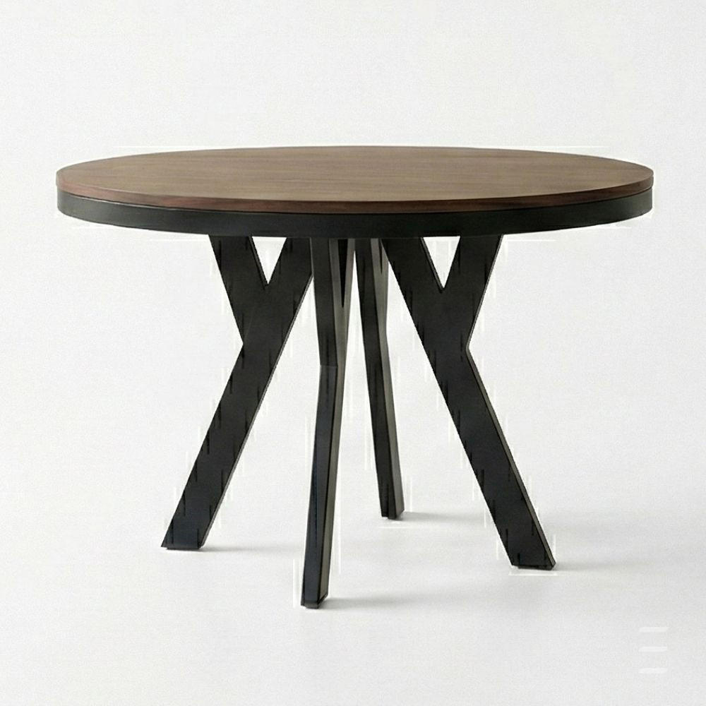 ESSTISCH Runder Ausziehbarer PERO 90/190 mit einem Ring-Gestell, Franklin Nuss / Schwarz - Dunkelbraun/Schwarz, Holz (190/90/77cm) - Dekori_Interiors