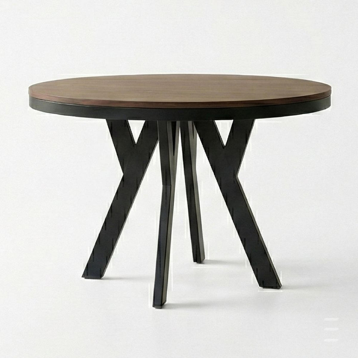 ESSTISCH Runder Ausziehbarer PERO 90/190 mit einem Ring-Gestell, Franklin Nuss / Schwarz - Dunkelbraun/Schwarz, Holz (190/90/77cm) - Dekori_Interiors