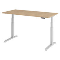 SCHREIBTISCH elektrisch XBHM 80/160/74 cm in Eichefarben/Silberfarben - Eichefarben/Silberfarben, Holzwerkstoff (80/160/74cm) - bümö