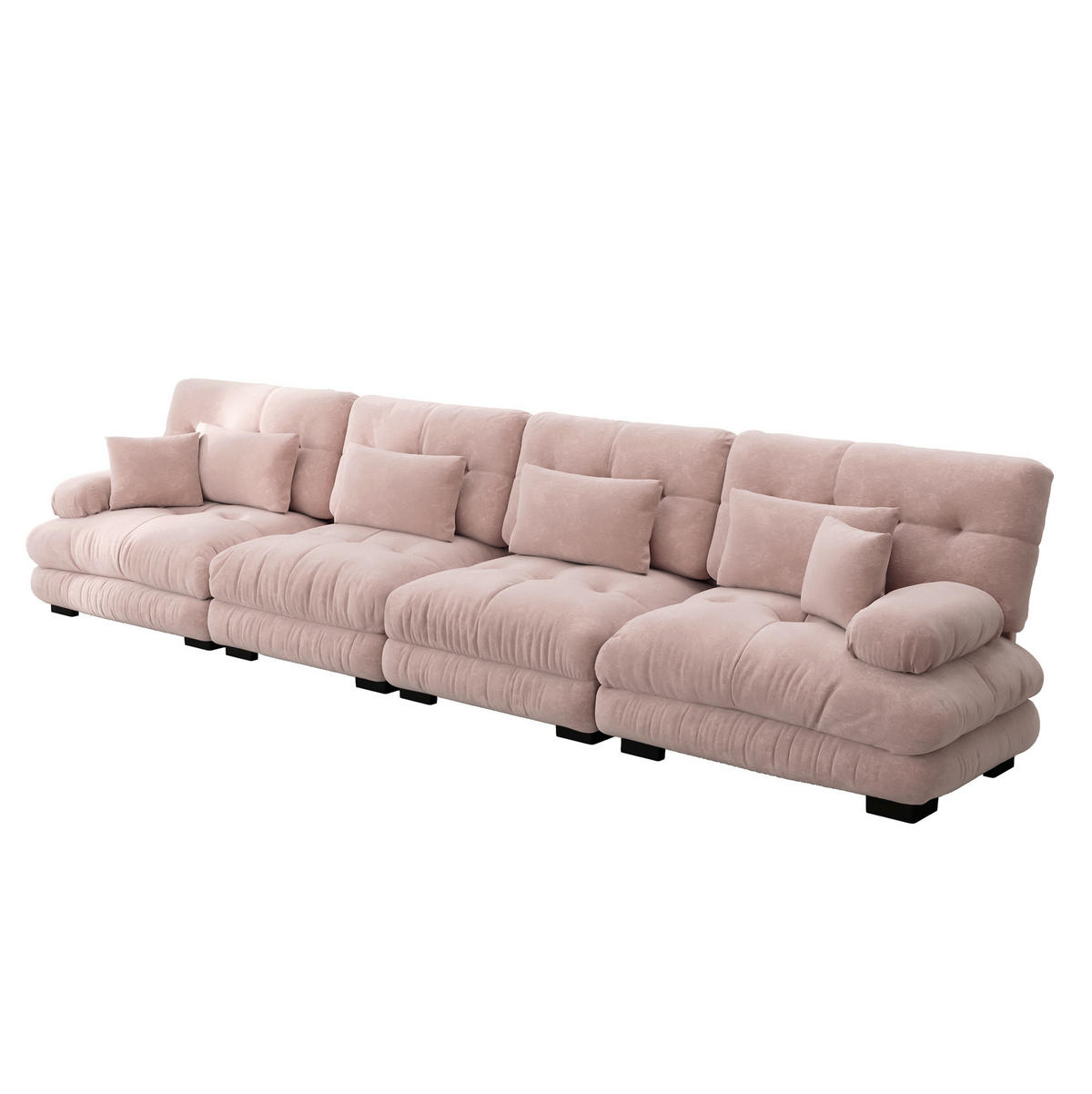MODULARES Ecksofa mit Tiefensitz, weicher Chenille-Bezug und Cloud-Komfort, Pink - Pink, Textil (406/77cm) - Redom