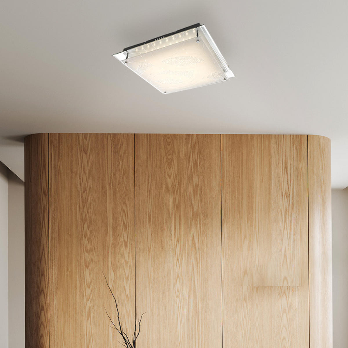 LED DECKENLEUCHTE Chrom Glas Silber - Silberfarben, Glas (43/43/8cm) - Globo Lighting