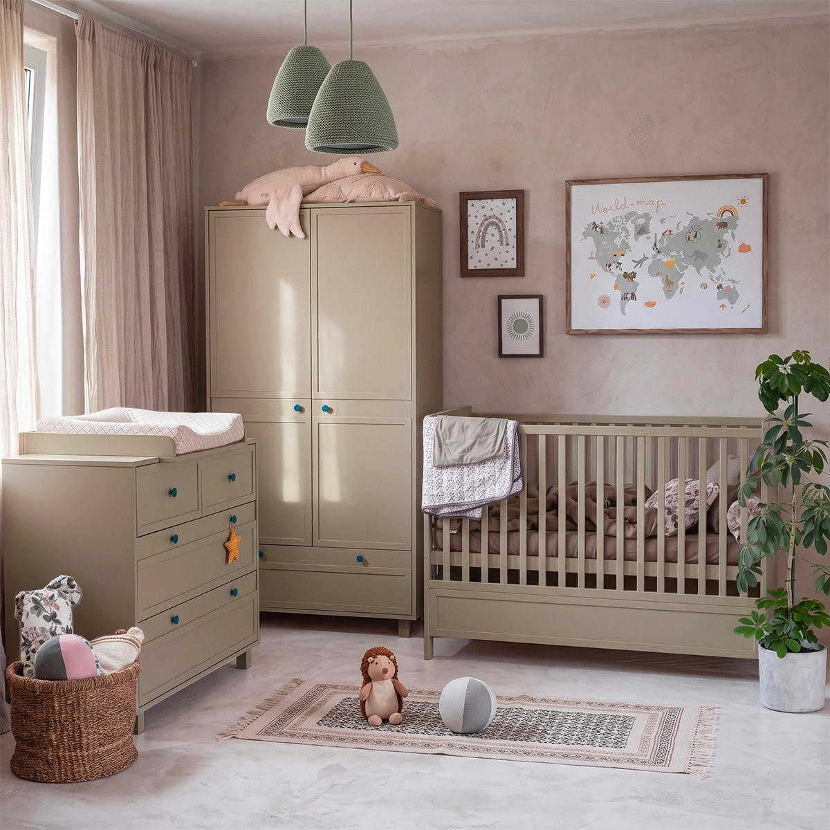 POKOJ PRO MIMINKO 2DÍLNÝ Gabriel Zelená - zelená barva, kompozitní dřevo (145/103/75cm) - Petits-meubles