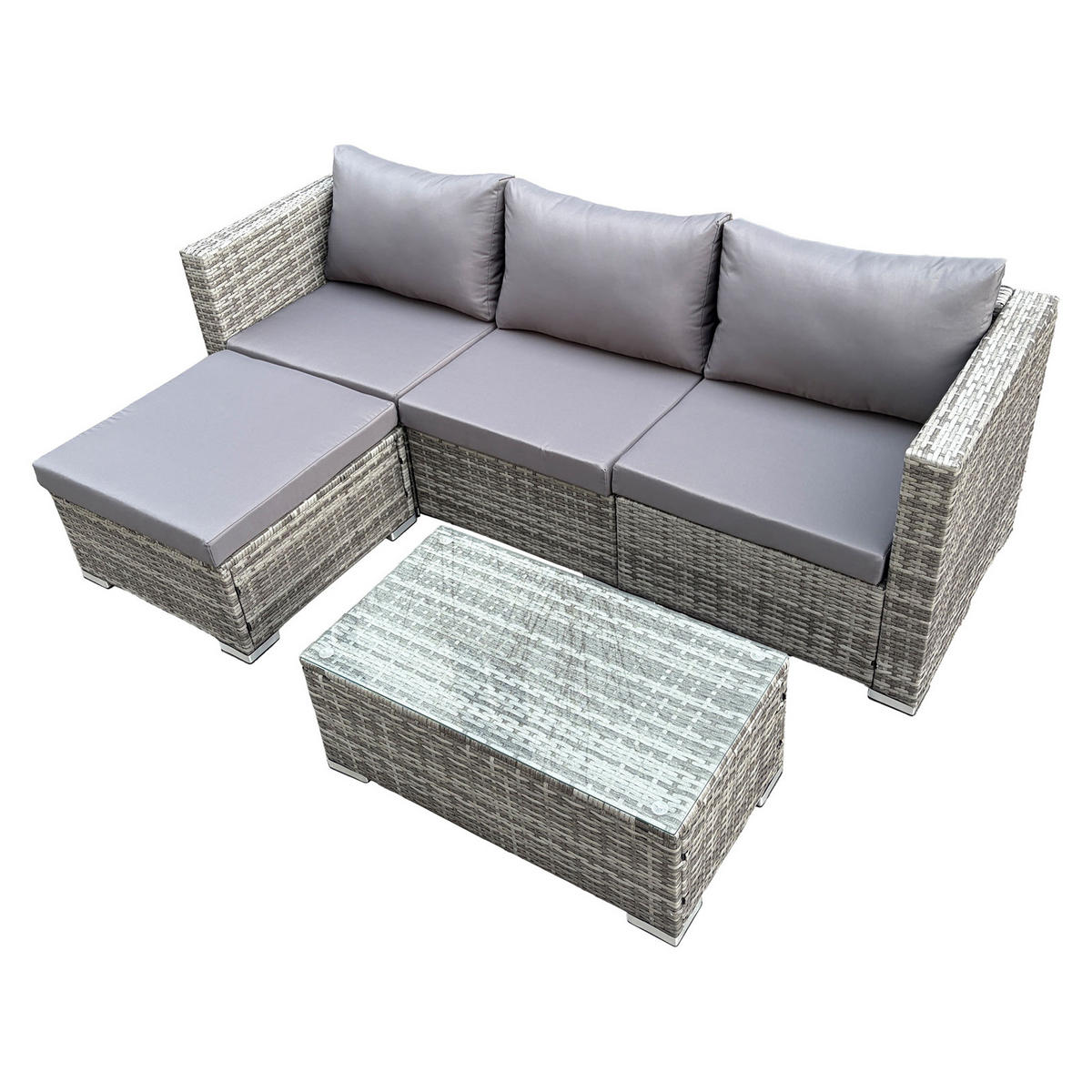 GARTENLOUNGE Queens Polyrattan Grau - Grau, Kunststoff - SVITA