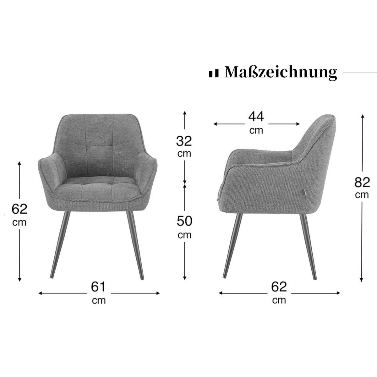 ESSZIMMERSTUHL THOMAS-JILL 2er-Set 4-Fuss-Gestell - Schwarz/Weiß, Textil (61/82/62cm) - DUBI Möbel