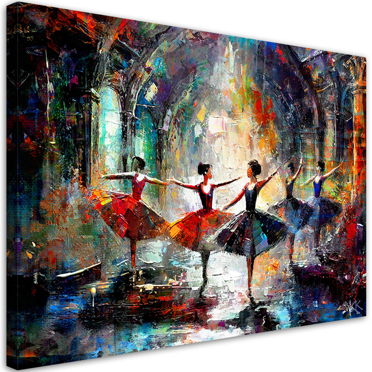 LEINWANDBILD Ballerinas Tanz Musik - Lila, Textil (60/40cm) - Feeby