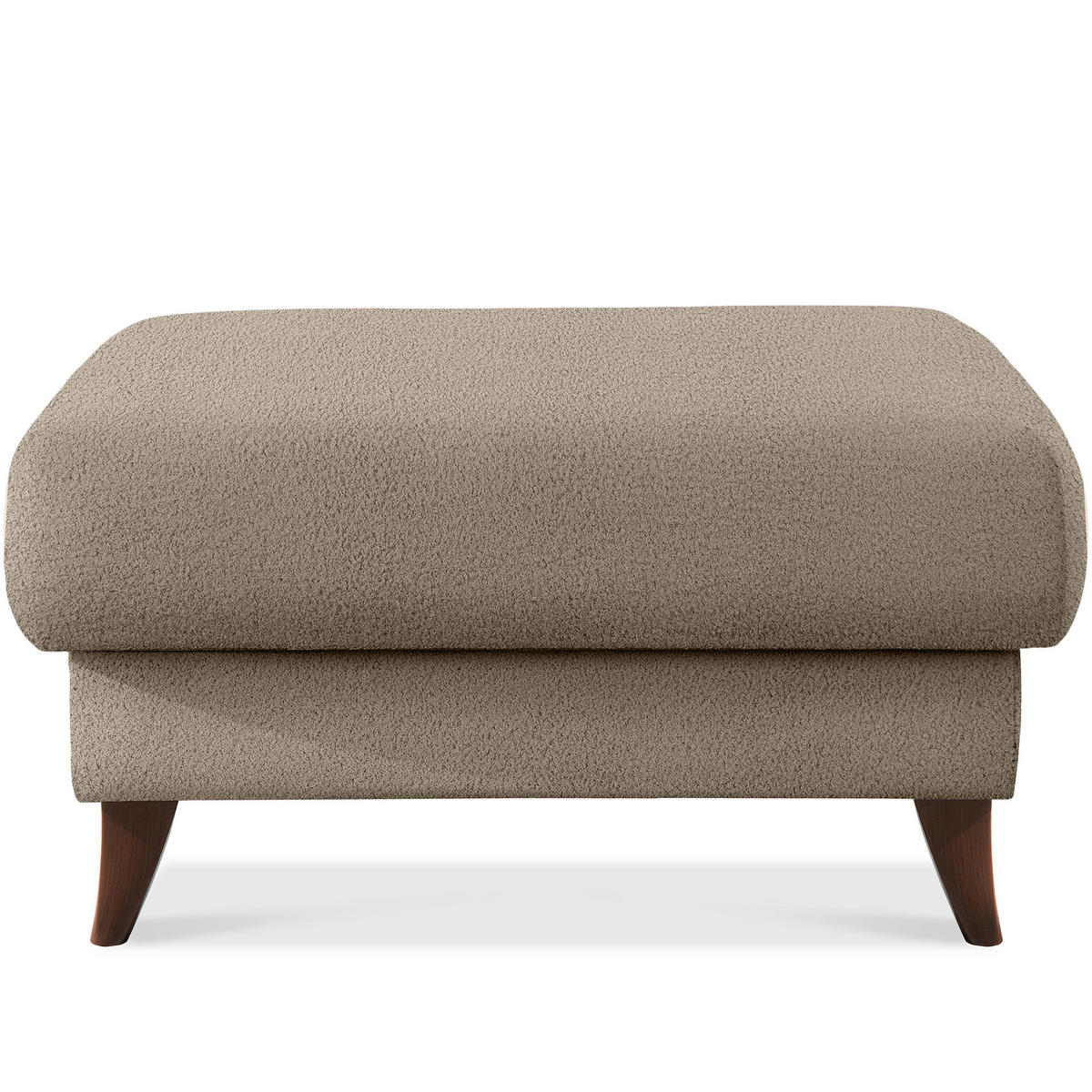 HOCKER GUSTAVO Bouclé, Dunkelbeige - Graubraun/Beige, Holz/Holzwerkstoff (92/49/92cm) - KONSIMO®