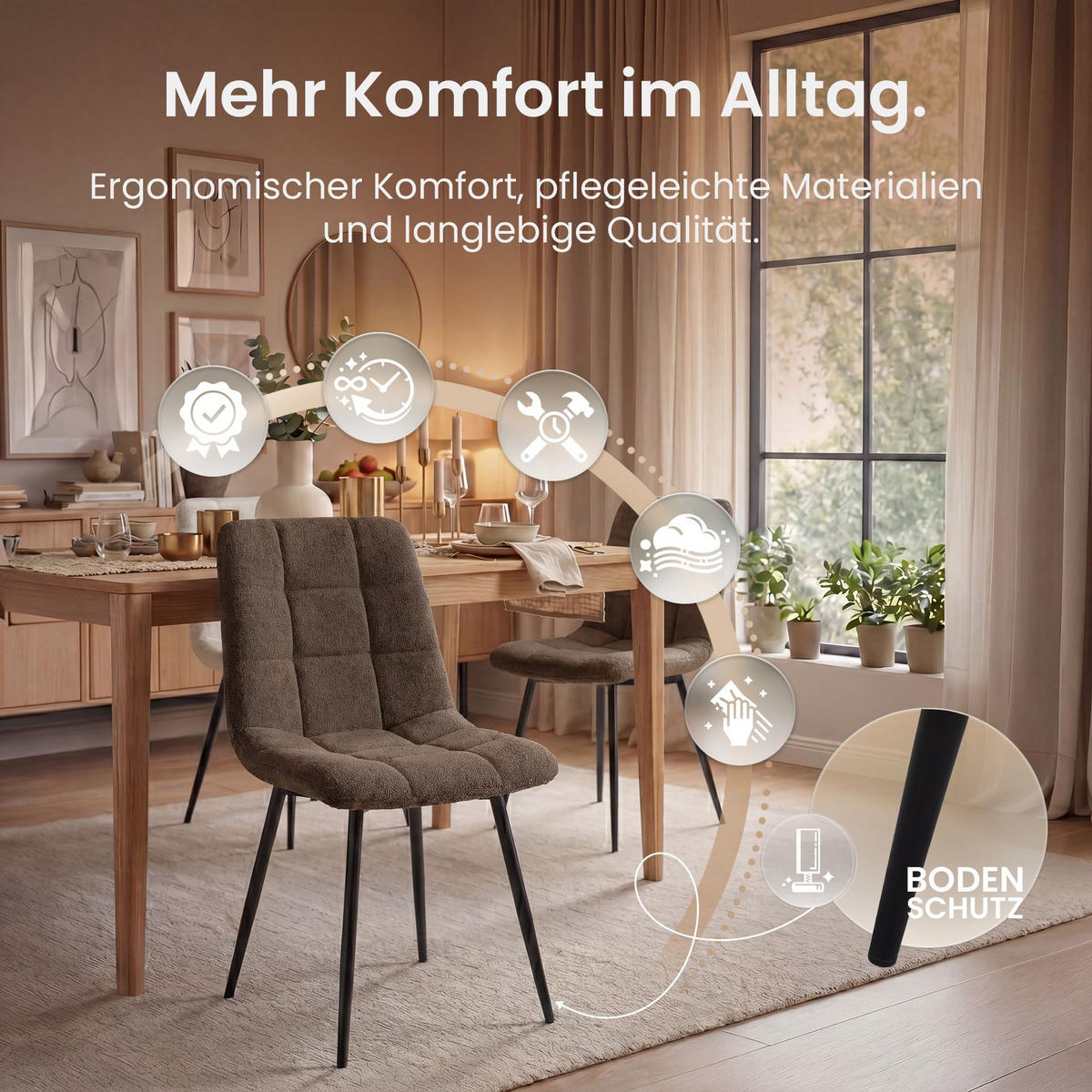ESSZIMMERSTUHL Stoff Braun - Schwarz/Braun, Textil/Metall (45/84/55cm) - CLP