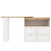 STEHTISCH Weiß 105/39/102 cm 360° Drehbar mit 4 Schubladen - Weiß, Holzwerkstoff (105/102/39cm) - PANGIVO