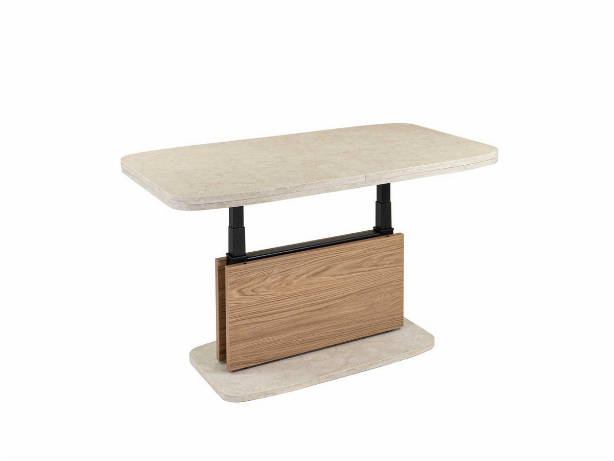 COUCHTISCH höhenverstellbar ausziehbar Cora 110x53x63 Sandstein/Eiche - Sandfarben/Eichefarben, Holzwerkstoff (110/63/63cm) - 58aufmkessel