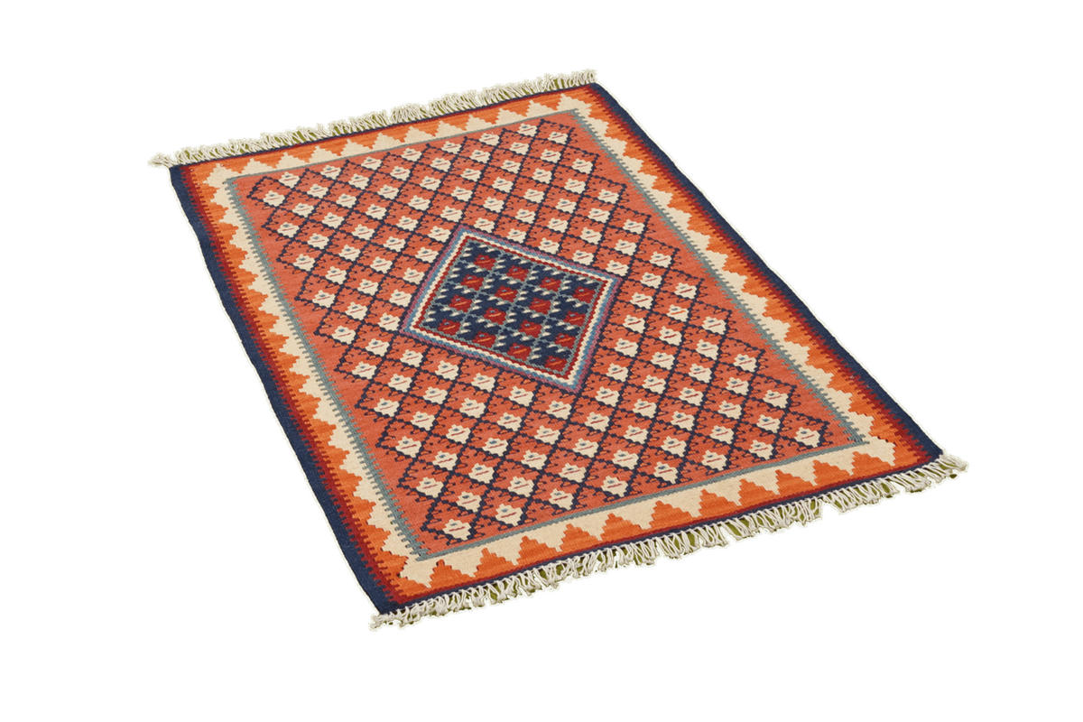 HANDWEBTEPPICH Kelim Senneh Rot 87/62 cm Schurwolle - Rot, Textil (62/87cm) - Looma