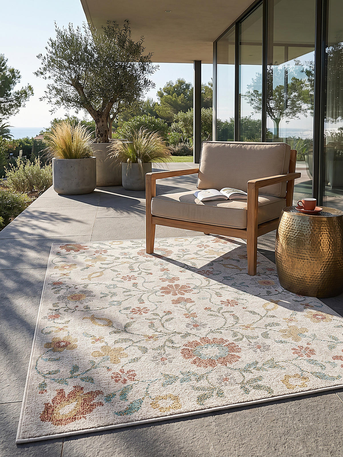 TEPPICH Outdoor Vintage LIMMAT Polypropylen Creme 120 x 170 cm - Beige, Textil (120/170cm) - KADIMA DESIGN