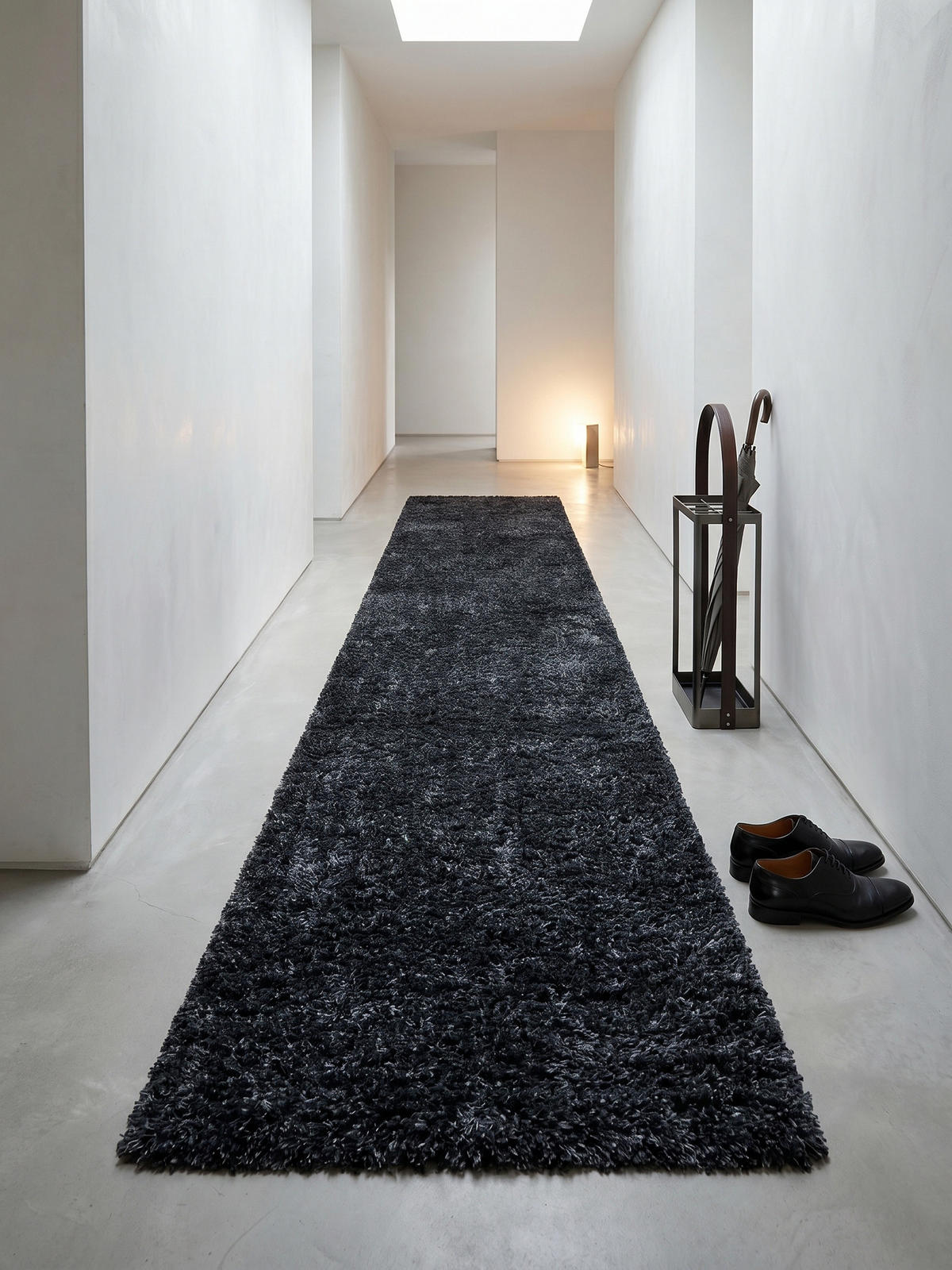HOCHFLORTEPPICH SALZACH, einfarbig, Anthrazit, 80 x 250 cm - Anthrazit, Textil (80/250cm) - KADIMA DESIGN
