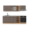 KÜCHENZEILE R-Line Edelgrau/Goldkraft Eiche 240 cm , AP Marmor - Eiche Wotan/Braun, Holzwerkstoff (240/81.6/60cm) - Vicco