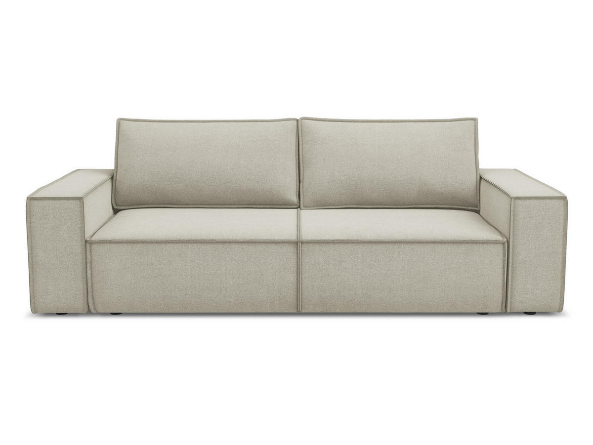 3-SITZER SOFA mit Schlaffunktion Strukturstoff Stoff Beige - Beige/Creme, Kunststoff/Textil (255/85/105cm) - Makamii