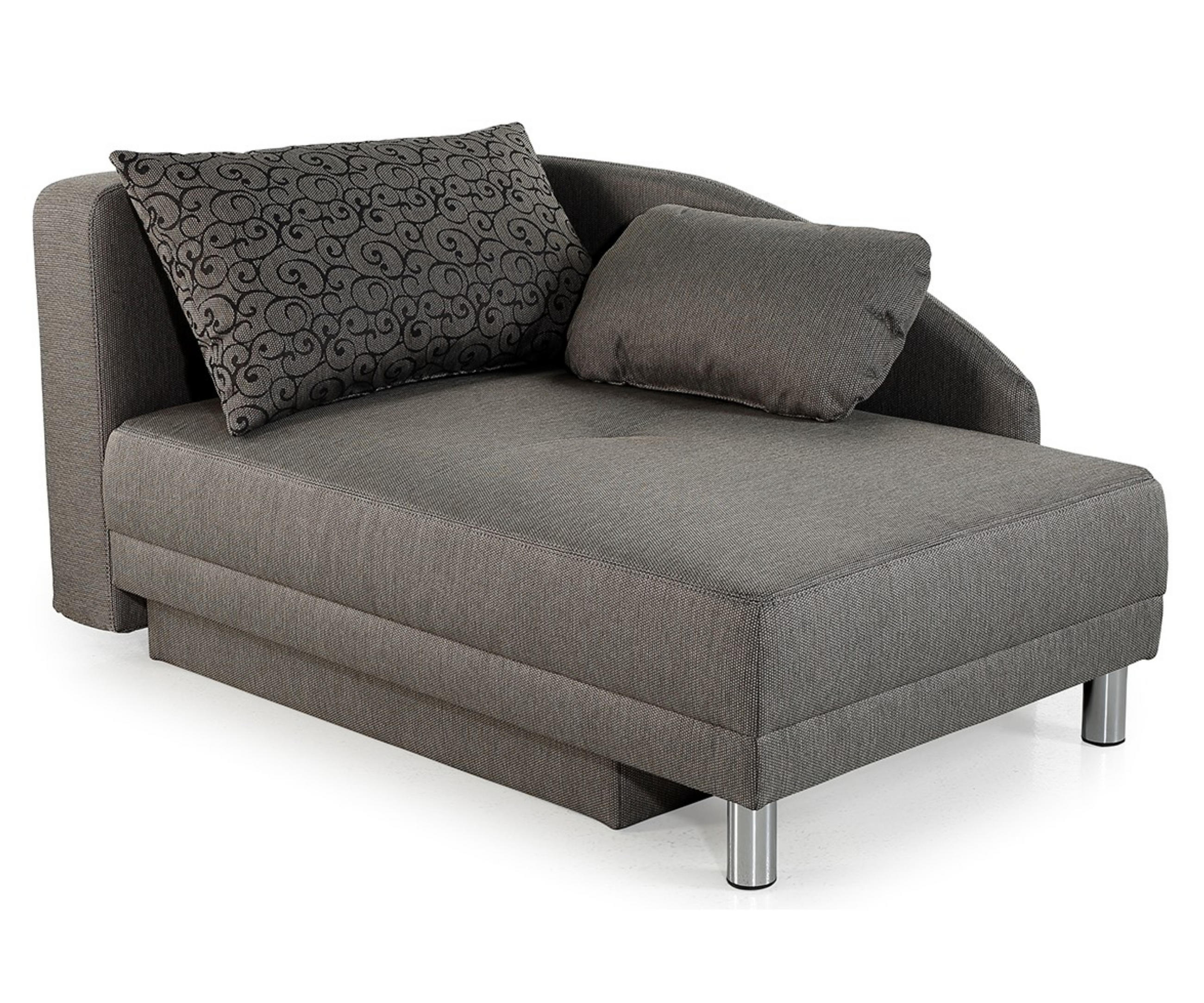 RÉCAMIERE-SCHLAFSOFA mit Bettkasten, Federkern, seitenverkehrt montierbar 149/90/80 cm, Liegefläche 200x84 cm, Webstoff Grau / 15123 - Chromfarben/Grau, Textil/Metall (149/80/90cm) - luma-home