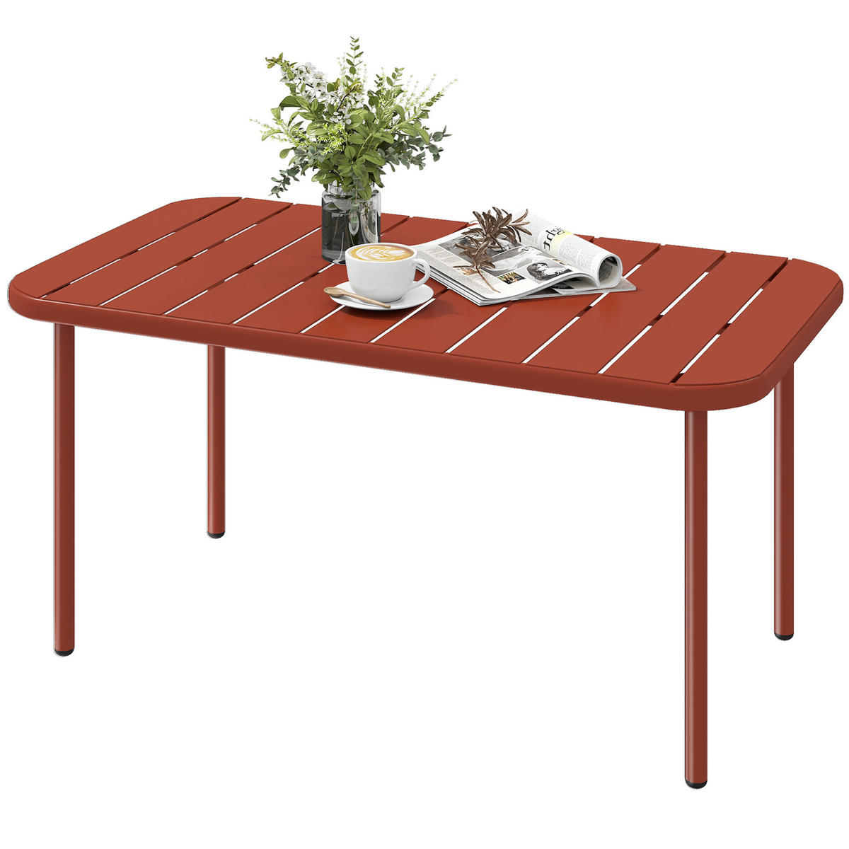 GARTENBEISTELLTISCH DE-14211 rechteckig 90x50 cm, verzinkter Stahl Rot - Rot, Metall (90/50/43cm) - ComfortXL