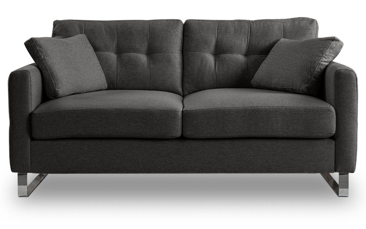 SOFA grau Flachgewebe 2-Sitzer 175 cm, Couch mit Steppoptik - Chromfarben/Grau, Holz/Textil (175/92/94cm) - Inn.Furn