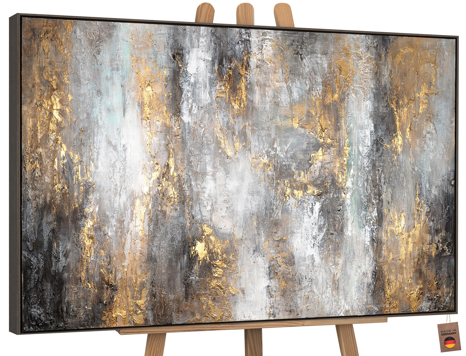 GEMÄLDE Milchstraße II Schattenfugenrahmen Grau 120x80 cm - Grau, Holz (120/80cm) - YS-art gallery