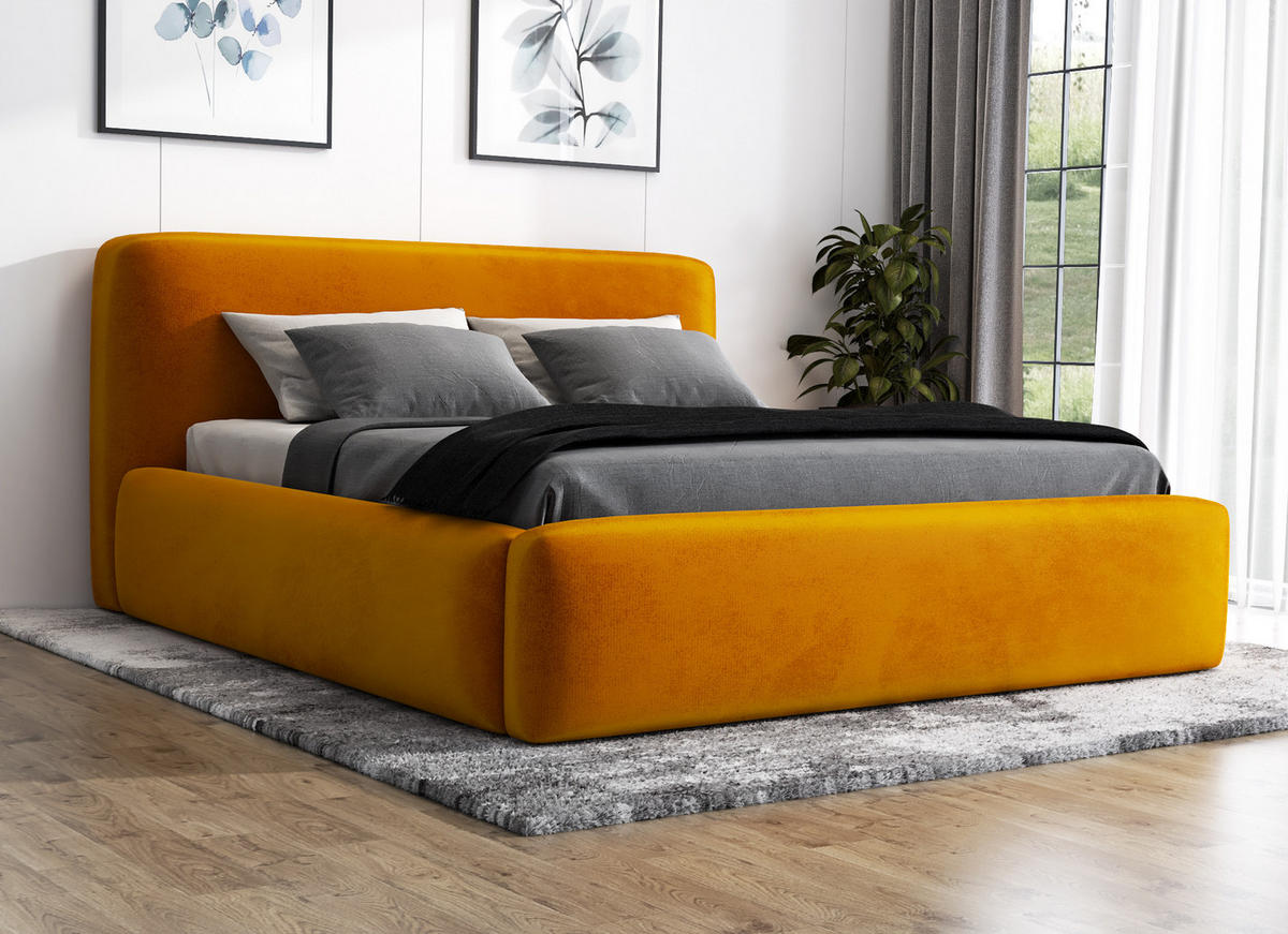 POLSTERBETT LUMO 140x200 Gelb - Gelb, Textil (140/200cm) - A&J MöbelLand
