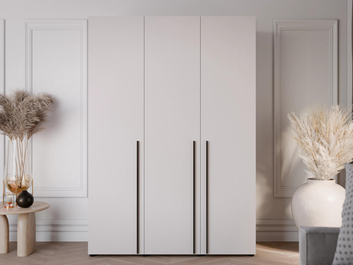 DREHTÜRENSCHRANK ARNI 3D (Cashmere, Schwarze Griffe, 150 cm) - Kaschmir/Schwarz, Holz/Holzwerkstoff (150/206/61cm) - Ravio