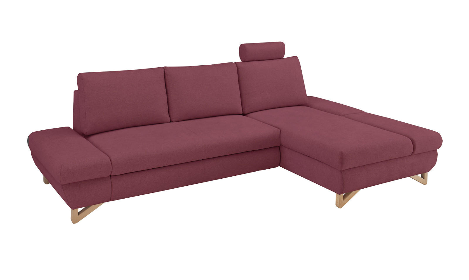 ECKSOFA bordeaux Velours, Wohnzimmer Sofa - Bordeaux, Holz/Textil (284/166cm) - Furn.Design