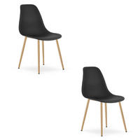 ESSZIMMERSTUHL 2-er Set KALEO schwarzer Sitz, natürliche Beine - Schwarz/Naturfarben, Kunststoff (46/84/51cm) - Valora