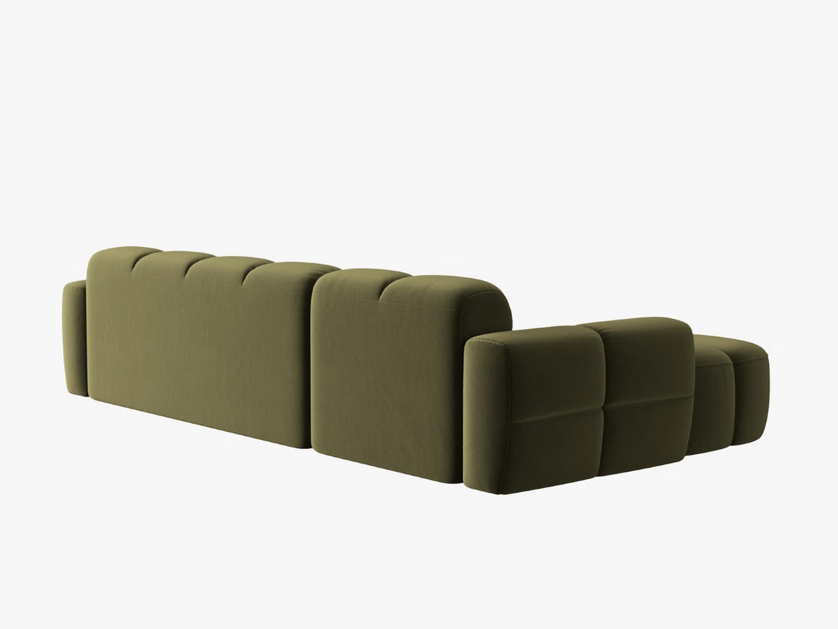 ECKSOFA links Lisa aus Samt hellgrün 4 Sitzplätze - Hellgrün, Textil (170/310cm) - Micadoni