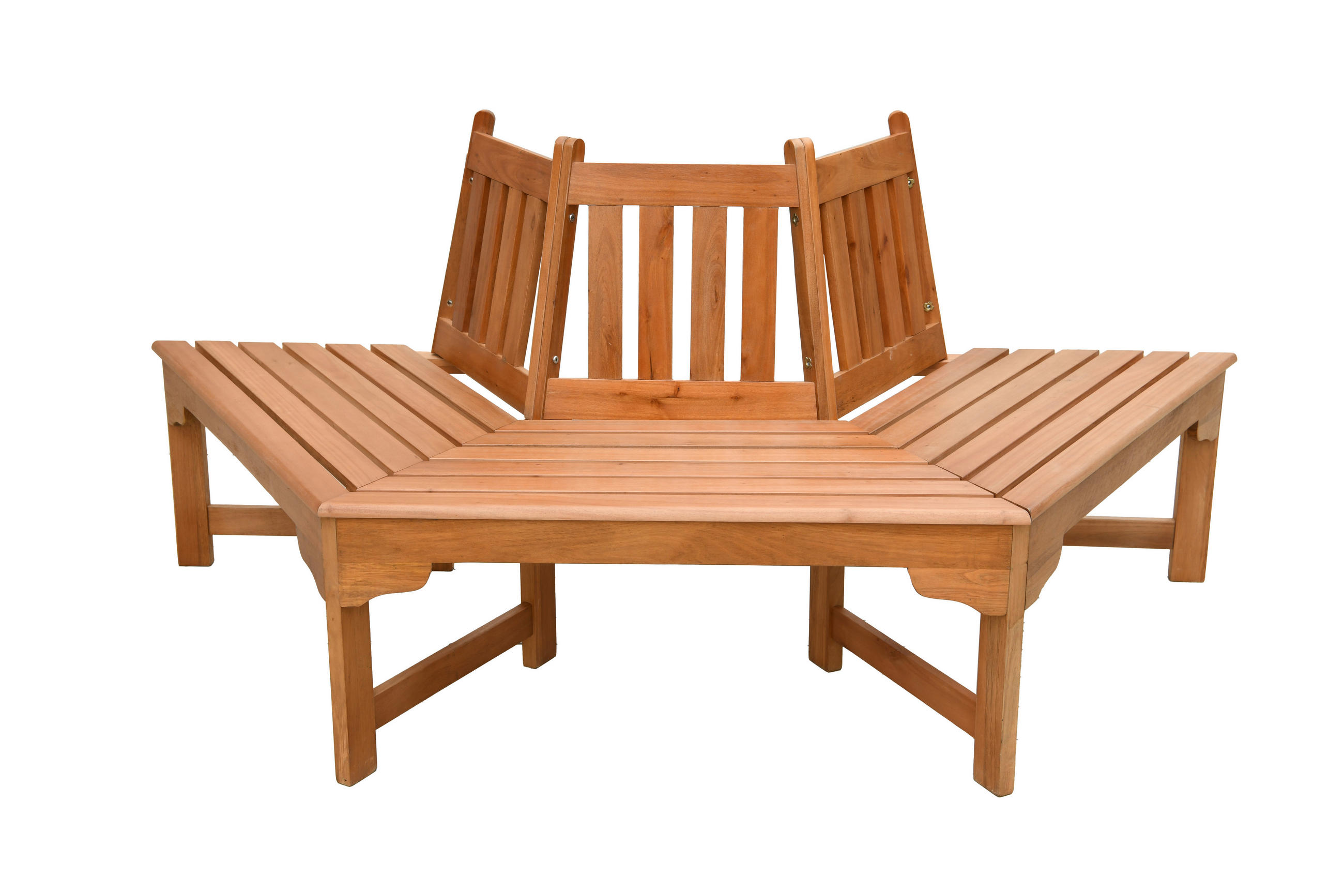 BAUMBANKHÄLFTE Nadia halbrund Eukalyptus Braun 78x78x155cm - Braun, Holz (78/78/155cm) - DELUKE