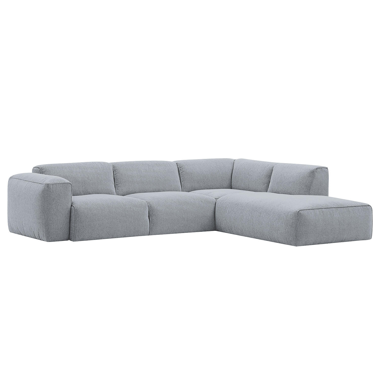 3-SITZER ECKSOFA mit Recamiere - Hellgrau/Schwarz, Kunststoff/Textil (295/231cm) - home24
