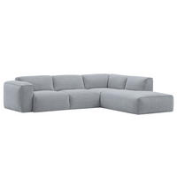 3-SITZER ECKSOFA mit Recamiere - Hellgrau/Schwarz, Kunststoff/Textil (295/231cm) - home24