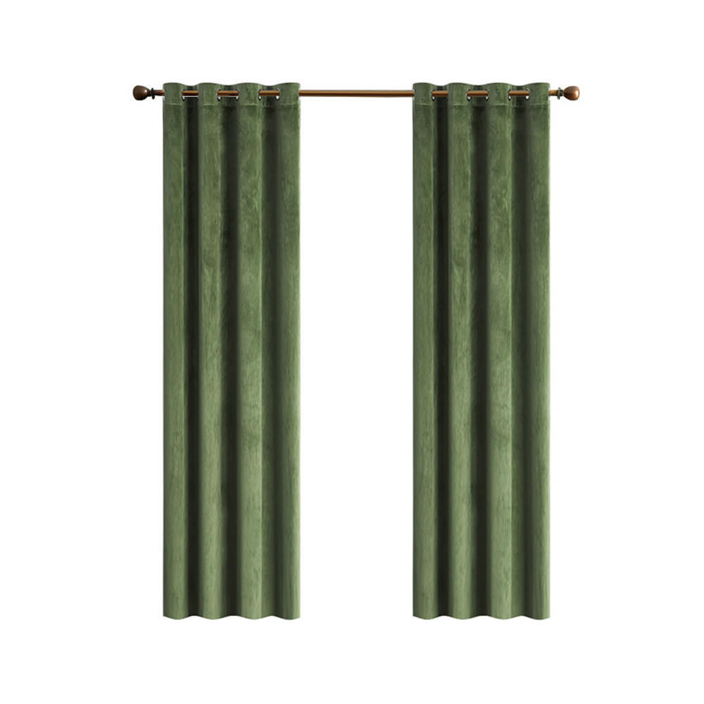 FERTIGVORHANG 2er Set 140 x 260 cm Samt - Dunkelgrün, Textil (140/260cm) - Kaket