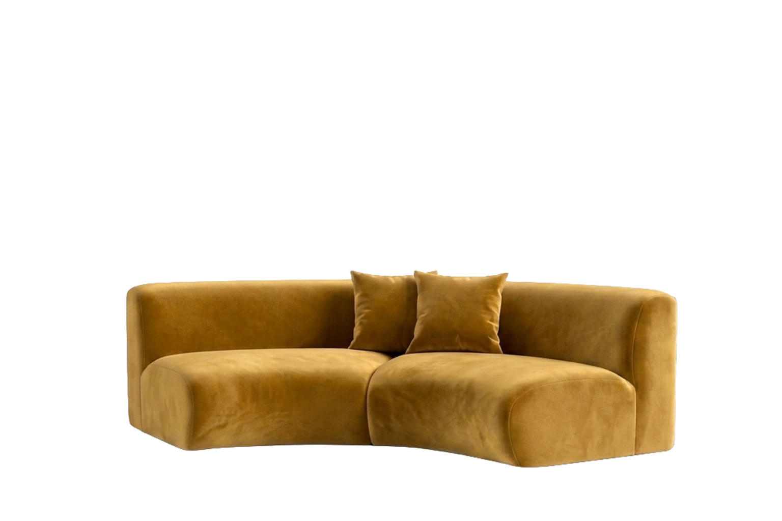 SOFA Round, Velvet-Stoff Bluvel, Golden, GRETA - Goldfarben, Holz (294/70/89cm) - Kaiser Möbel