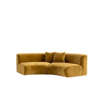 SOFA Round, Velvet-Stoff Bluvel, Golden, GRETA - Goldfarben, Holz (294/70/89cm) - Kaiser Möbel