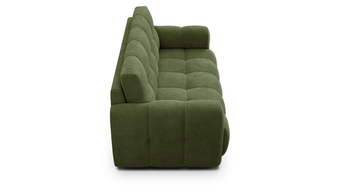SOFA MELLOW 2,5-Sitzer, olive - Schwarz/Grün, Holz/Textil (183/87/98cm) - Courtois Laville