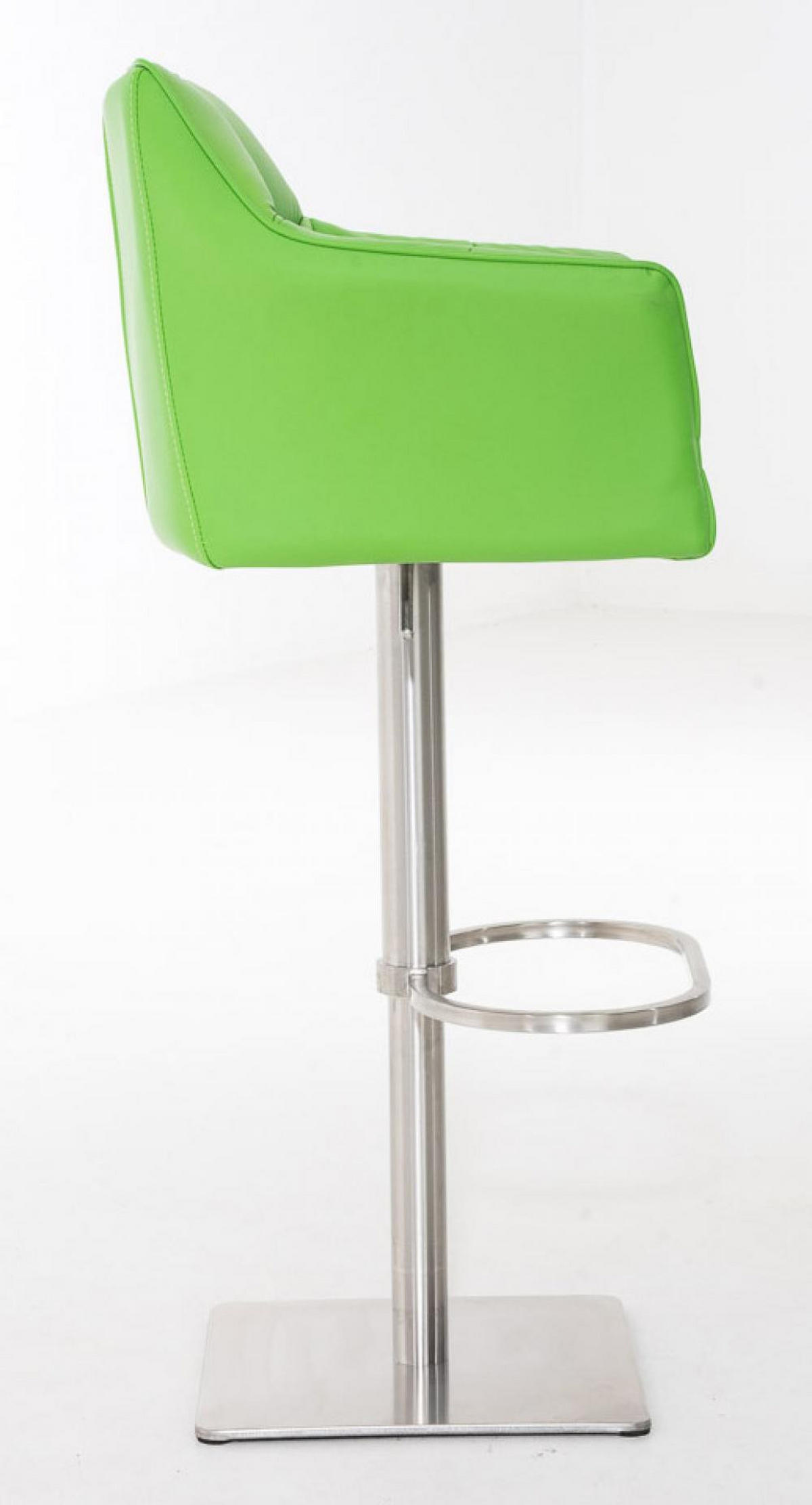 BARHOCKER 2er Set Lederlook Grün - Edelstahlfarben/Grün, Textil/Metall (64/88/45cm) - CLP