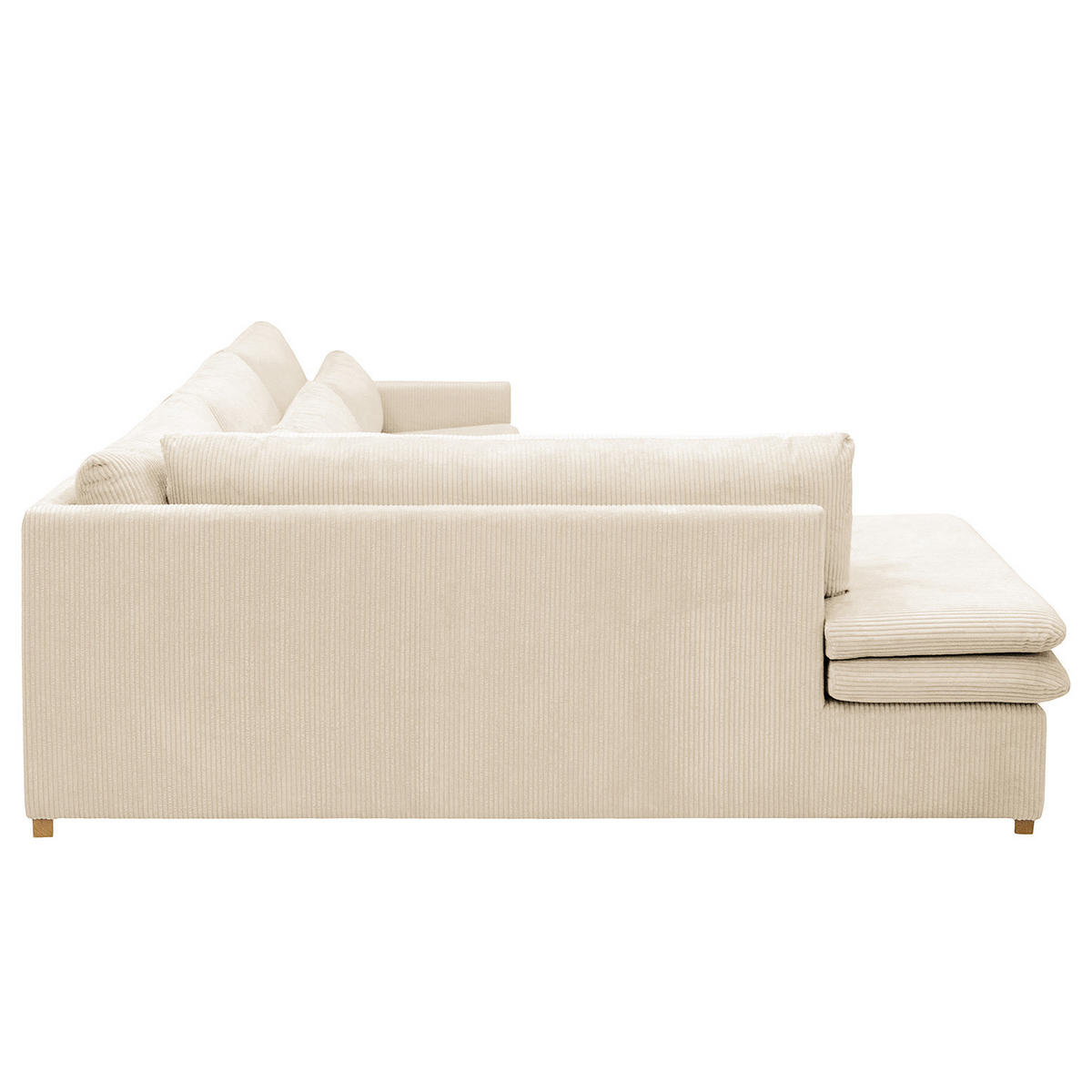 ECKSOFA mit Ottomane - Eichefarben/Creme, Eichenholz/Textil (299/216cm) - home24
