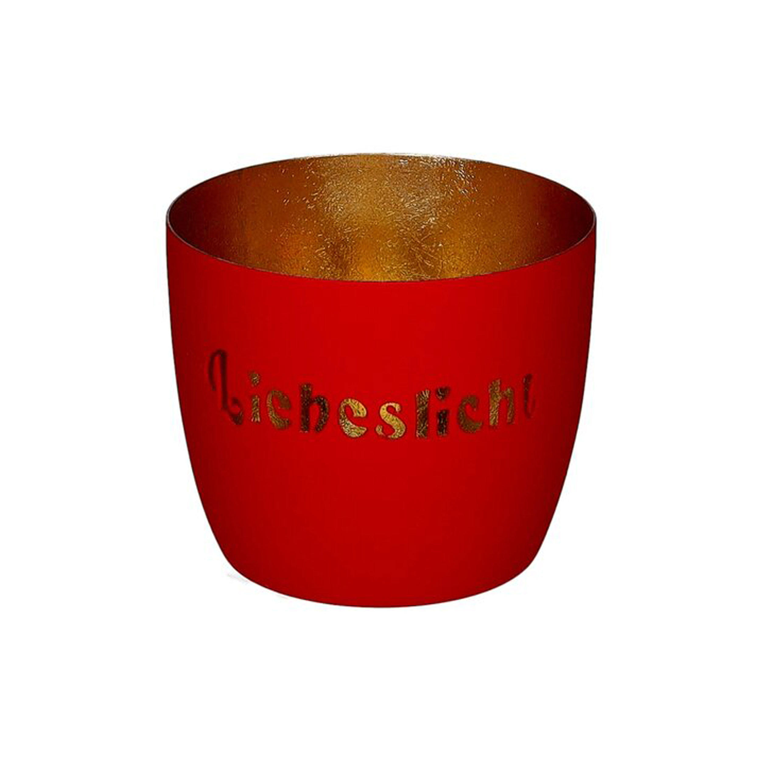 TEELICHTHALTER Madras M, Liebeslicht, Eisen, Rot / Gold, H 8.5 cm - Rot, Metall (10cm) - Gift Company
