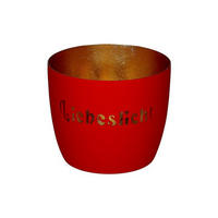 TEELICHTHALTER Madras M, Liebeslicht, Eisen, Rot / Gold, H 8.5 cm - Rot, Metall (10cm) - Gift Company