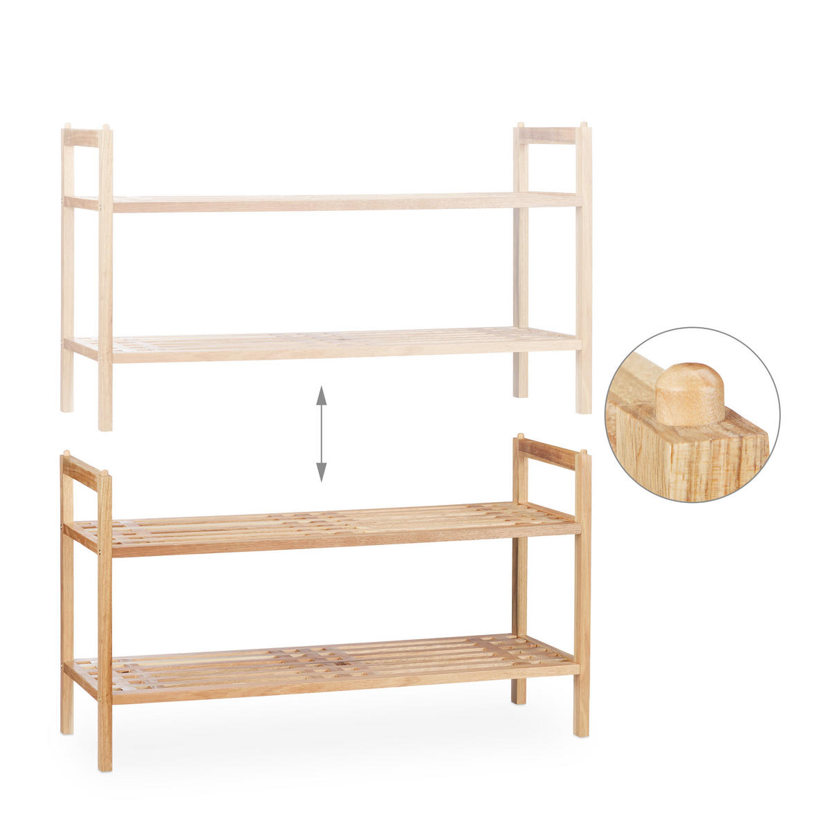 SCHUHREGAL - Hellbraun, Holz (69/41/27cm) - Relaxdays