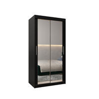 SCHWEBETÜRENSCHRANK 200/100/62 2-türig - Silberfarben/Schwarz, Holz/Kunststoff (100/200/62cm) - MÖBEL KRYSPOL