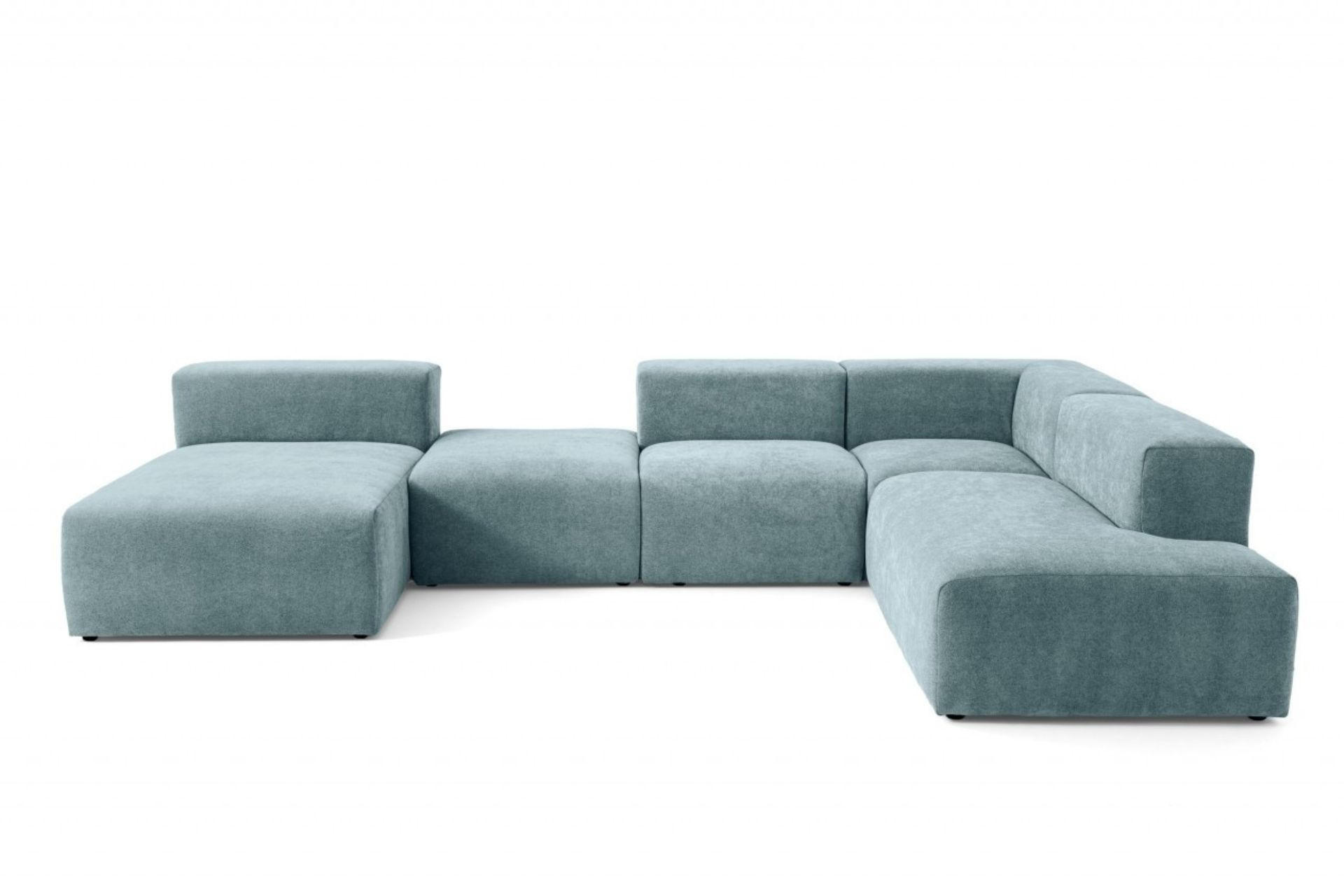 5-SITZER modulares Wohnlandschaft U XXL HEAVEN SET 6 Rechts, Breite 375 cm Webstoff Blaugrau - Blaugrau/Schwarz, Holz/Kunststoff (245/73/375cm) - Muffo